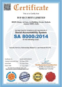 Accreditation & Certifications BD One Security